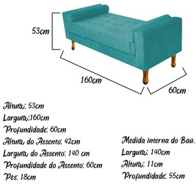 Recamier Félix Queen Size 160cm Suede Azul Turquesa - ADJ Decor