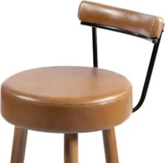 Banqueta Alta Estofada Pés Palito Tília Sintético Amarula S08 - Mpozen