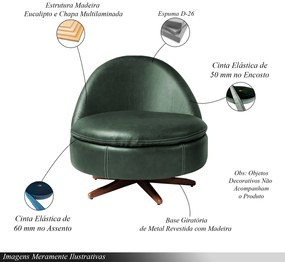 Poltrona Giulio Base de Ferro Giratória PU Verde G92 - Gran Belo