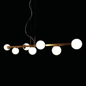 Pendente Dandara 26X100Cm Globo Ø12Cm 5Xg9 - Usina 16451/5 (DR-P - Dourado Polido Brilho Verniz, Fosco (Branco))