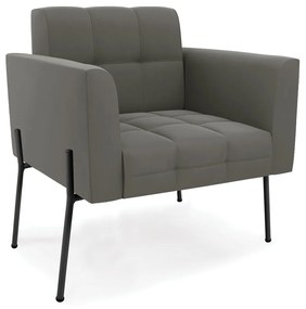 Poltrona Pé de Ferro Preto para Sala Elisa Suede - D'Rossi - Marrom