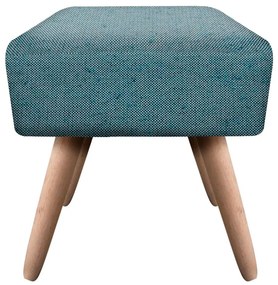 Puff Ibiza Quadrado Linho Azul Petróleo A58 Pés Palito Natural D'Rossi