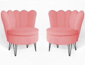 Conjunto 2 Poltrona Dália Pés Hairpin Legs Preto Veludo Rose