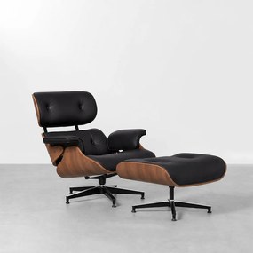Poltrona Charles Eames com Puff - Preto