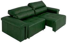 Sofá Retrátil e Reclinável 4 Lugares Maitê 256 cm Couro Verde G43 - Gran Belo