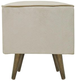 Puff Quadrado Modena Sigma em Suede com Pés Palito Inclinado - Marfim