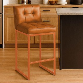 Banqueta Cozinha Alta com Encosto Industrial Bronze Lirina PU C05 - D'Rossi - Whisky