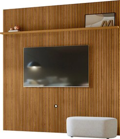 Painel TV 75 Pol 238cm Ripado para Sala Kalven Cumaru M20 - D'Rossi