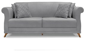 Sofá 2 Lugares Pé de Madeira Julieta 160 cm Linho S04 - D'Rossi - Cinza