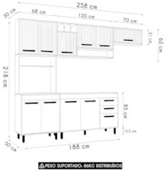 Cozinha Compacta Pia 120cm Emily Freijó/Ripado/Off Acetinado Z44 - Mpo