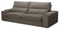 Sofá Retrátil 4 Lugares com Porta Copo 280cm Andes F05 Veludo Marrom -