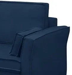 Sofá Living 3 Lugares 200cm Pés Madeira Efraim F05 Veludo Azul - Mpoze