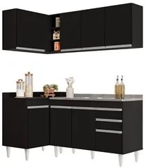 Armário de Cozinha Modulado de Canto Direito 4 Peças CP39 com Pia Inox