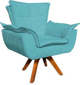 Poltrona Sala de Estar Giratória MM30 Kit 2 Opalla Suede - Azul Turquesa