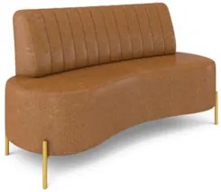 Sofá 2 Lugares 160cm Pés Aço Dourado Tamar Sintético Camel Z08 - Mpoze