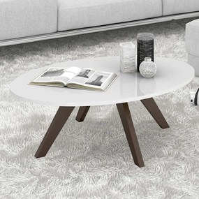 Mesa de Centro Alba Branco Laca Com Cafe - D'Rossi