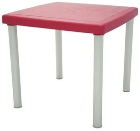 Mesa Tramontina Mona 80 x 80 cm em Polipropileno Vermelho com Pernas de Alumínio Anodizado