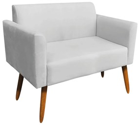 Poltrona Namoradeira Decorativa Isabella Pés Palito Madeira Suede Cinza G19 - Gran Belo