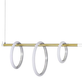 Pendente Ellos Com Haste Fixa 04 Argolas Magnéticas 120X100X30Cm Led 5... (Branco / Champanhe)