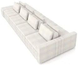 Sofá Ilha e Puff Sala Living 425cm Siesta Z32 Boucle Bege Claro - Mpoz