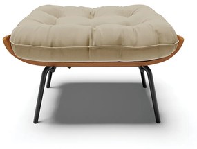 Puff Costela Suede Base Metálica Preto - D'Rossi - Marrom Rato