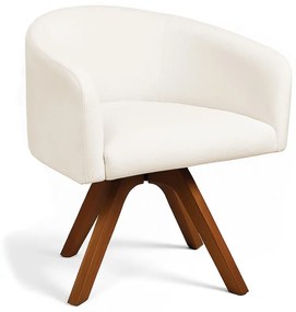 Poltrona Sala Base Giratória Madeira Arielle Bouclê Off White D03 - D'Rossi