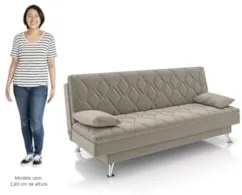 Sofá Cama para Sala de Estar Quarto 193cm Bela Z32 Suede Bege - Mpozen