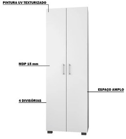 Estante de Livros para Escritório Home Office Portas Grandes Alf Branco Texturizado G47 - Gran Belo