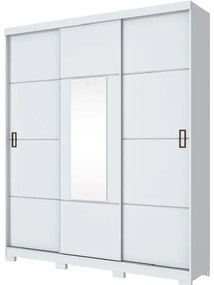 Guarda Roupa Roupeiro 3 Portas de correr com Espelho Branco