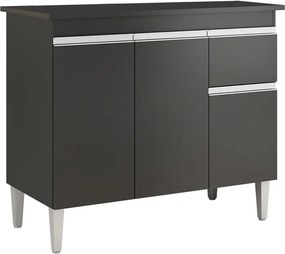 Balcão Cozinha com Tampo 100cm 3 Portas Taylla A01 - D'Rossi - Preto