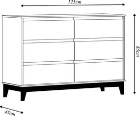 Cômoda Decorativa MDF 6 Gavetas Cullen Freijó - G74 - Gran Belo