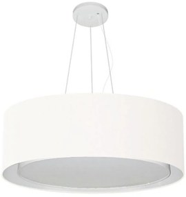 Lustre Pendente Cilíndrico Duplo Md-4126 Cúpula em Tecido 80x30cm Branco - Bivolt