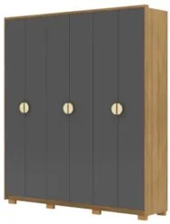 Guarda Roupa Casal 203cm Com 6 Portas Noronha Nature/Alasca - Vila Ric
