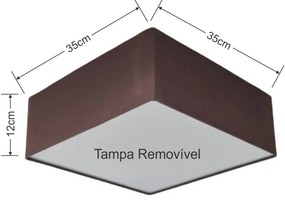 Plafon Quadrado Md-3001 Cúpula em Tecido 35x35x12cm Café - Bivolt