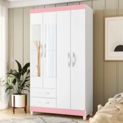 Guarda Roupa Solteiro 103cm com Espelho Dony Flex A02 Branco - Mpozena