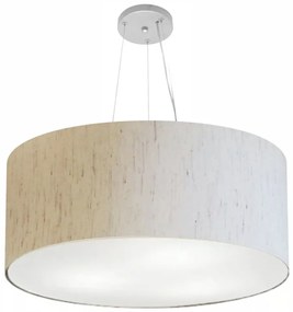 Lustre Pendente Cilíndrico Md-4135 Cúpula em Tecido 70x30cm Linho Bege - Bivolt