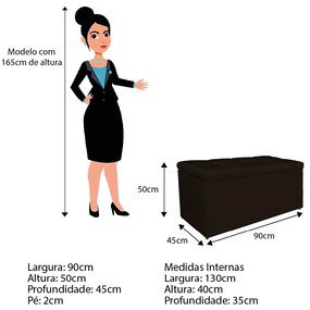 Calçadeira Estofada Manchester 90 cm Solteiro Corano Marrom - ADJ Decor