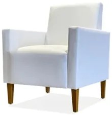 Poltrona Decorativa Para Sala Pé Madeira Gabi Corino Branco - Phoenix