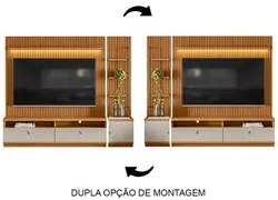 Rack com Painel Ripado para TV 75 Pol. 224cm Golden L06 Nature/Off Whi