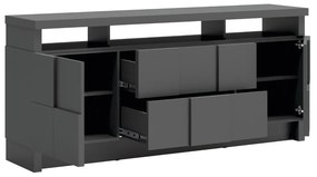 Buffet Balcão Aparador 100% Mdf 3d 2 Portas 2 Gavetas Tb282 Luxo Grafite Dalla Costa