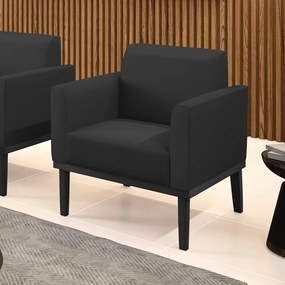 Poltrona Base de Madeira Fixa Preto Marisa Corino - Preto