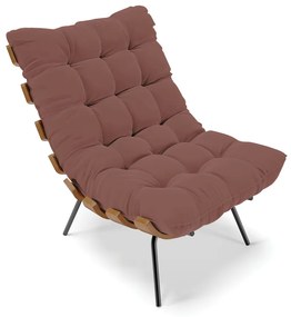 Poltrona Costela Veludo Base Metálica Preto - D'Rossi - Rose
