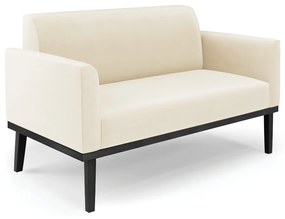 Poltrona Namoradeira Decorativa Isabella Pés Fixo em Madeira Preto Veludo Bege G19 - Gran Belo