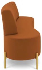 Sofá 2 Lugares 160cm Pés Aço Dourado Tamar Veludo Terracota Z08 - Mpoz