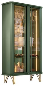 Cristaleira Decorativo com LED Portas de Vidro Évora Verde Pistache G26 - HB Móveis