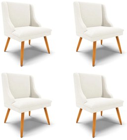 Cadeira Sala de Jantar Pé Palito Castanho Kit 4 Liz Bouclê D03 - D'Rossi - Off White