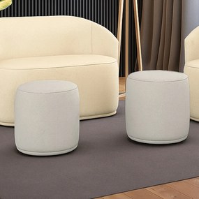 Puff Redondo Orgânico para Sala Kit 2 Malu Linho M11 - D'Rossi - Cinza
