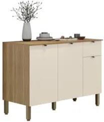 Balcão de Cozinha Com Tampo 3 Portas Laura Plus Soft/Freijó Z06 - Mpoz