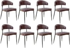 Cadeira de Jantar Estofada Kit 8 Chloe M25 Sintético Café - Mpozenato