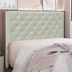 Cabeceira Decorativa Casal 1,40M Tàzio Veludo Prata G63 - Gran Belo